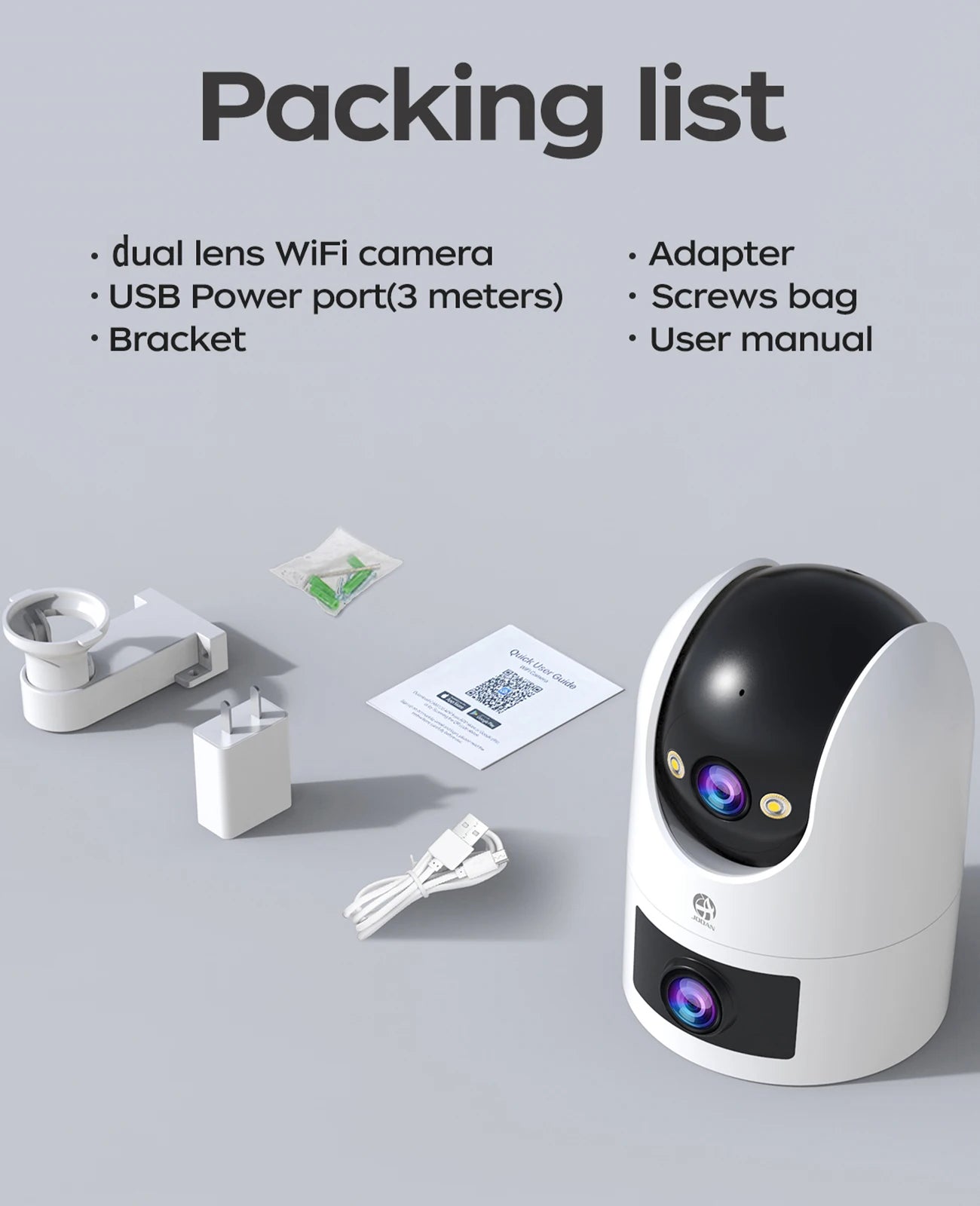 JOOAN 4K Outdoor WiFi Surveillance Camera Dual Lens External 5G Wifi IP Cameras Auto Tracking Security PTZ Cam CCTV Audio Video