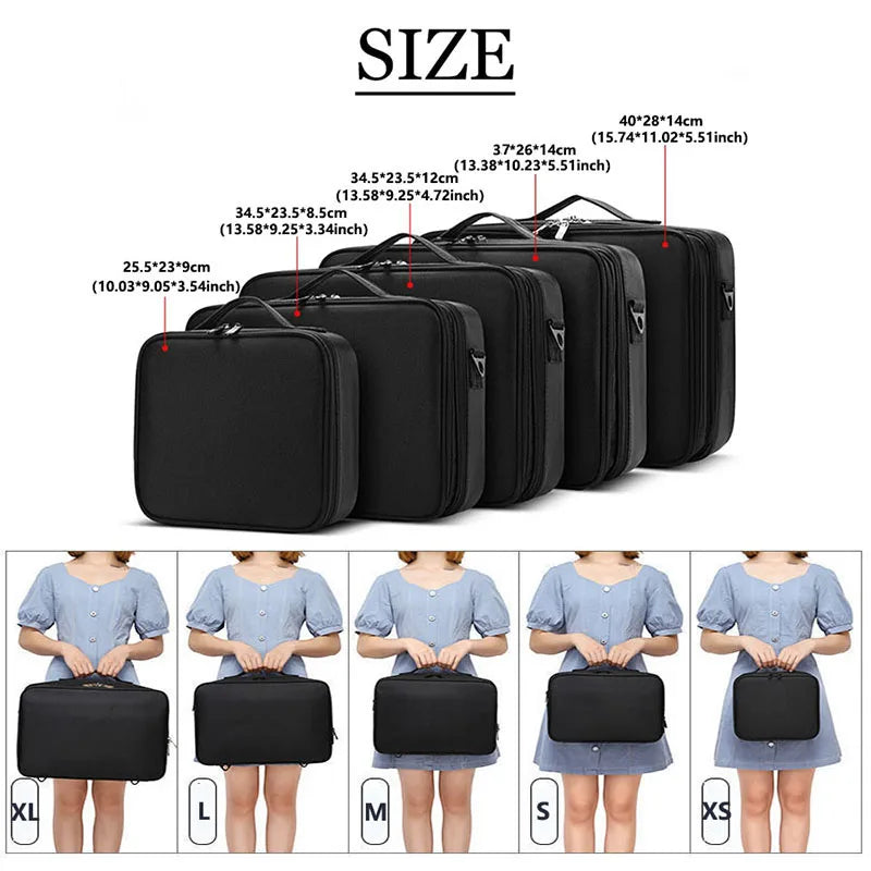 Estojo de maquiagem profissional feminino, caixa de ferramentas para viagem, grande capacidade, organizador de cosméticos, malas para armazenamento de maquiagem